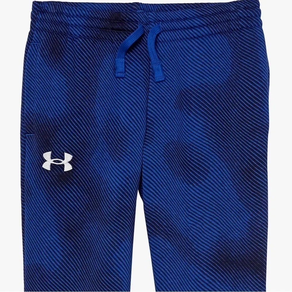 Under Armour Boys' Rival Fleece Blue/Black Printed Joggers Size Youth Large NWT